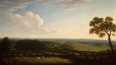 Laaja metsäinen maisema, josta on kaukainen näkymä kaupunkiin (öljy) tekijältä Joseph Mallord William Turner