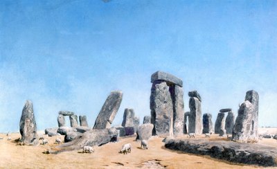 Lampaat laiduntavat Stonehengessä (vesiväri) tekijältä William (1789-1862) Turner
