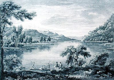 Näkymä Hawswaterista, järvestä lähellä Bantonia Westmorelandissa, Chatelin ja Muller kaivertaneet ja kaivertaneet (kaiverrus) tekijältä William (after) Bellers