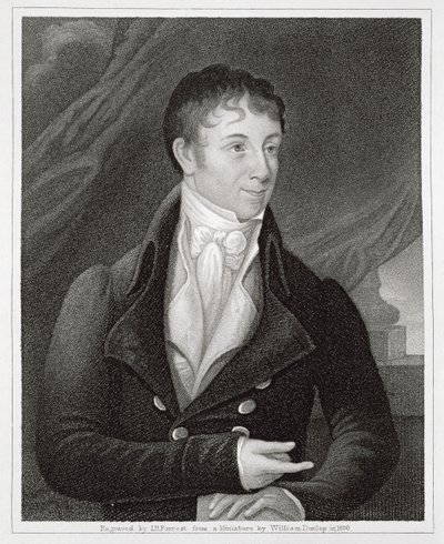 Charles Brockden Brownin (1771-1810) muotokuva, kaivertaja John B. Forrest (1814-70) (kaiverrus) (kaiverrus) tekijältä William (after) Dunlap