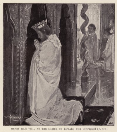Henrik III:n valvojaiset Edvard Tunnustajan pyhäkössä (litografia) tekijältä William (after) Hatherell