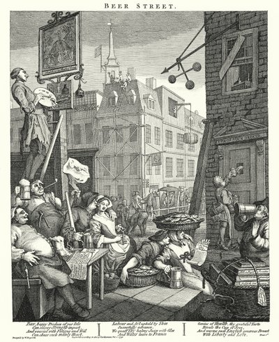 Beer Street (kaiverrus) tekijältä William (after) Hogarth