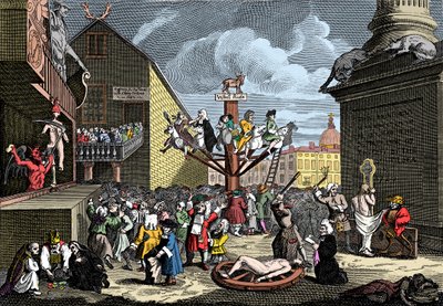 Etelämeren suunnitelman tunnuskuva tekijältä William (after) Hogarth