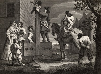 Hudibras johtaa Crowderoa voitonriemussa, Samuel Butlerin (1612-80) Hudibras-romaanista, kaiverrettu J. Romneyn toimesta, William Hogarthin teoksista, julkaistu 1833 (litografia). tekijältä William (after) Hogarth