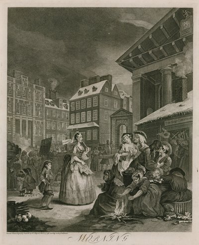 Aamu (kaiverrus) tekijältä William (after) Hogarth