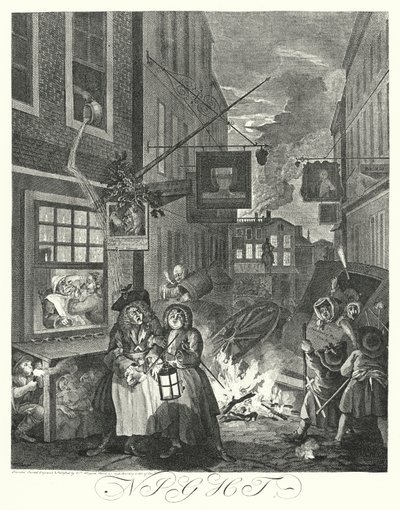 Yö (kaiverrus) tekijältä William (after) Hogarth