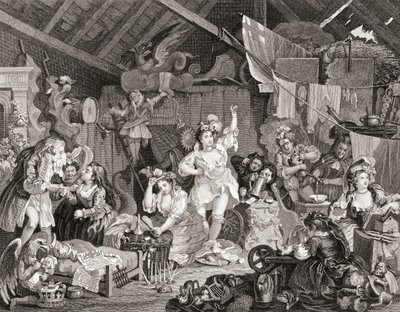G Presburyn kaiverrus, The Works of Hogarth julkaisi Lontoossa 1833 (b/w kaiverrus) kävelevät pelaajat harjoittelemassa navetassa tekijältä William (after) Hogarth