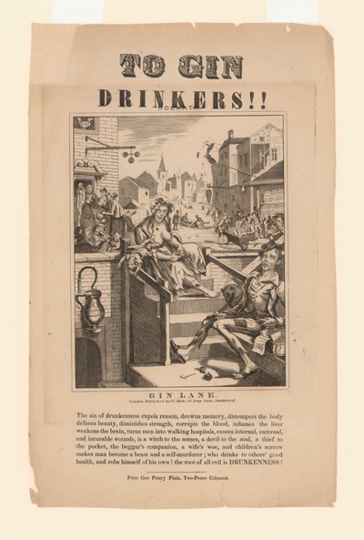 Varoitus ginin juojille (litho) tekijältä William (after) Hogarth
