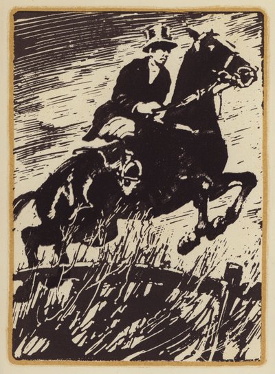 Kuvitus Siegfried Sassoonin muistelmiin kettua metsästävästä miehestä (puupiirros) tekijältä William (after) Nicholson