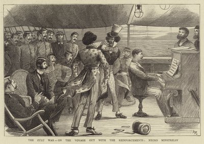 Zulu-sota, matkalla ulos vahvistusten kanssa, musta Minstrelsy (kaiverrus) tekijältä William (after) Ralston
