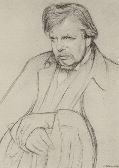 G K Chesterton (litho) tekijältä William (after) Rothenstein