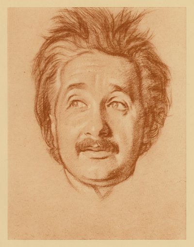 Professori Albert Einsteinin muotokuva (litografia) tekijältä William (after) Rothenstein