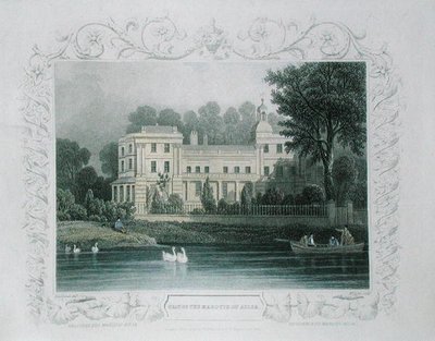 Ailsan markiisin istuin Thames-joella Twickenhamissa, kaivertanut W. Taylor, n. 1840 (värinen kaiverrus) tekijältä William (after) Tombleson