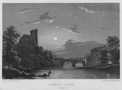 Barnard Castle, Durham (kaiverrus) tekijältä William (after) Westall
