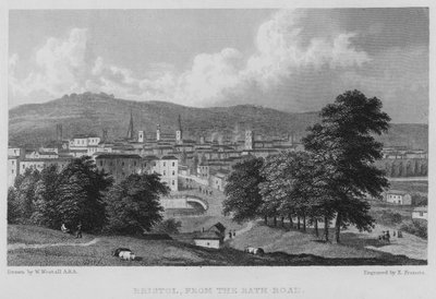 Bristol, Bath Roadilta (kaiverrus) tekijältä William (after) Westall