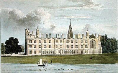 Burghley House, Ackermannin "Repository of Arts", julkaistu n. 1826 (värilitho) tekijältä William (after) Westall
