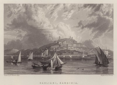 Cagliari, Sardinia (väri litho) tekijältä William (after) Westall