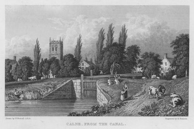 Calne, from the Canal (engraving) tekijältä William (after) Westall