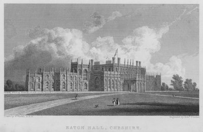 Eaton Hall, Cheshire (engraving) tekijältä William (after) Westall