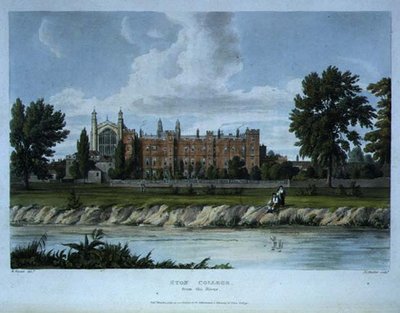 Eton College from the River, "History of Eton Collegesta", osa "History of the Colleges", kaiverrettu Joseph Constantine Stadler (fl.1780-1812) pub. Kirjailija: R. Ackermann tekijältä William (after) Westall
