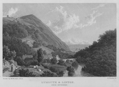 Lynmouth ja Linton, North Devonshire (kaiverrus) tekijältä William (after) Westall