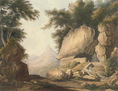 Eremitaasi Kurrungallessa Ceylonissa, kapteeni Charles Auberin piirroksesta Quarter Master General