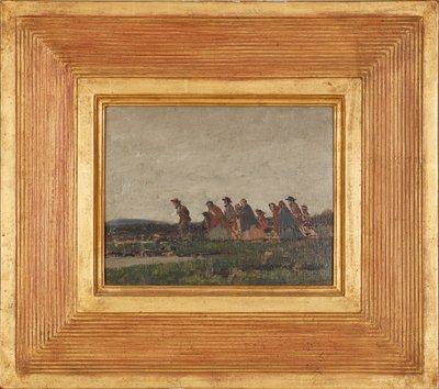 Figuurit ylittävät maiseman (öljy kankaalle) tekijältä William (circle of) Nicholson