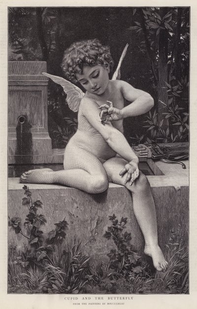 Amor ja perhonen (litho) tekijältä William Adolphe (after) Bouguereau