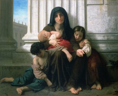 Hyväntekeväisyys tai köyhä perhe", 1865 tekijältä William Adolphe Bouguereau