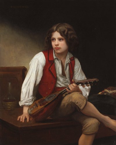 Italialainen mandoliinilla, 1870 tekijältä William Adolphe Bouguereau