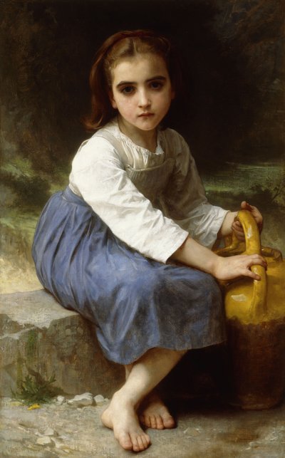 Nuori tyttö syöttäjällä; Nuori tyttö kannun kanssa, 1885 tekijältä William Adolphe Bouguereau