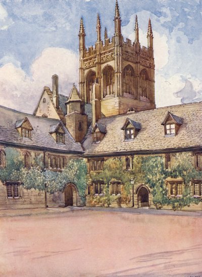 "Mob quad," Merton College (värilitografia) tekijältä William Ainsworth Wildman