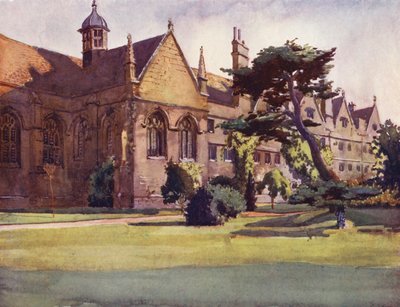 Wadham Collegen puutarha (värilitro) tekijältä William Ainsworth Wildman