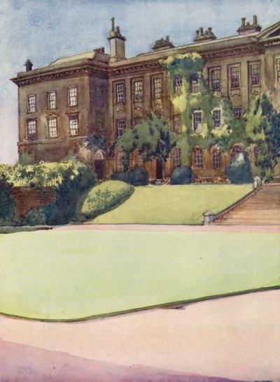 Worcester Collegen etupiha (värilitografia) tekijältä William Ainsworth Wildman