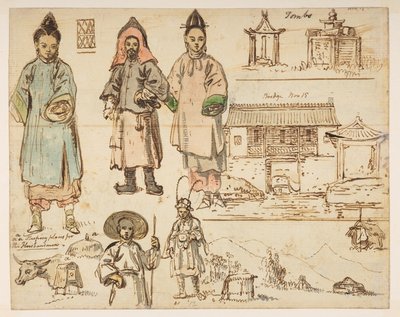 Figuuritutkimuksia ja rakennuksia, mukaan lukien "Haudat", "Silta 15. marraskuuta" ja "Aviomiesten makuupaikat". Albumista, jossa on 372 piirustusta maisemista, rannikoista, pukuista ja arjesta, jotka on tehty Lord Macartneyn Kiinan keisarin suurlähetystön tekijältä William Alexander