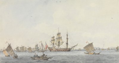 Hindostan ankkurissa Mi-a-taun salmessa Ten-choo-foun kaupungissa Pekininlahden sisäänkäynnin kohdalla tekijältä William Alexander