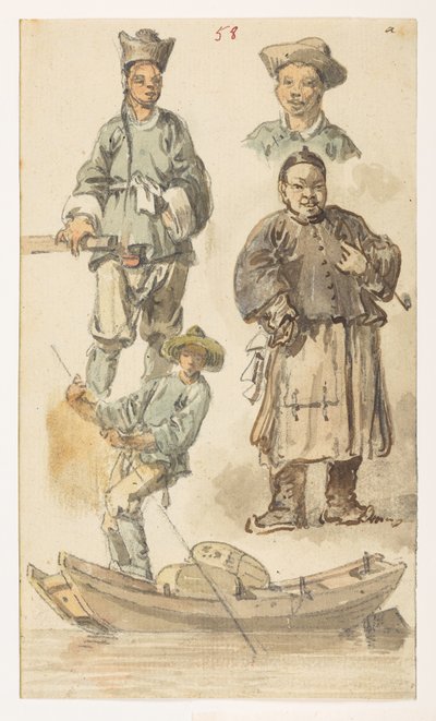 f.11 58 Kiinan kielen opinnot,  Albumilta, jossa on 372 piirustusta maisemista, rannikoista, pukuista ja arjesta, jotka on tehty Lord Macartneyn Kiinan keisarin suurlähetystön aikana vuosina 1792–1794 (kynä ja akvarelli paperille) tekijältä William Alexander