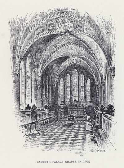 Lambeth Palacen kappeli vuonna 1895 (kaiverrus) tekijältä William Alexander Ansted
