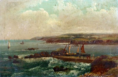 Port Bude, Devonissa (Englanti). William Allanin (1782-1850) öljy kankaalle. tekijältä William Allan