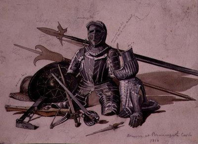 Haarniskan ja aseiden tutkimus Durhamin Brancepethin linnassa tekijältä William Andrews Nesfield