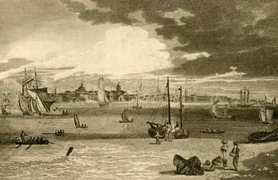 "Näkymä Liverpooliin, lautalta, Lancashire", 1808. tekijältä William Angus