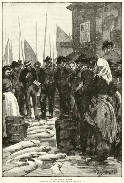 Kalamyynti Whitbyssä (kaiverrus) tekijältä William Barnes (after) Wollen