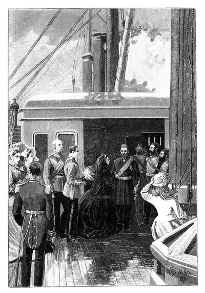 Kuningatar Victoria sijoittaa Abdul Azizille, Turkin sulttaanille, sukkanauhan käskyllä, 1867 tekijältä William Barnes Wollen