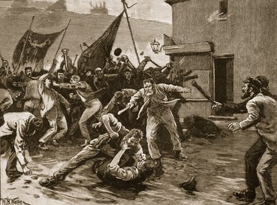 Mellakointi Belfastissa, 1886, kuvitus 