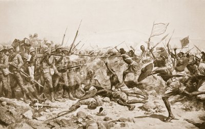 Abu Klean taistelu, 17. tammikuuta 1885, kuvitus teoksesta "Hutchinsons History of the Nations", n. 1910 tekijältä William Barnes Wollen