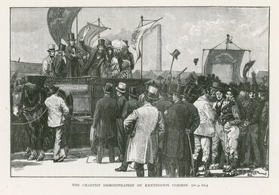 Chartistien mielenosoitus Kennington Commonilla Lontoossa tekijältä William Barnes Wollen