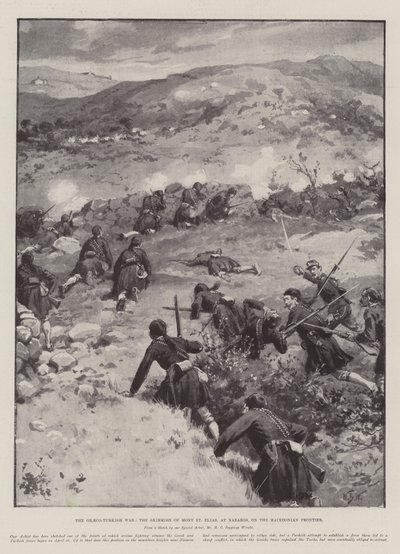 Kreikan ja Turkin sota, Mont St Eliasin taistelu Nazaroksessa Makedonian rajalla tekijältä William Barnes Wollen