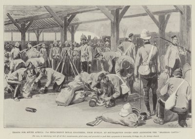 Etelä-Afrikan joukot, 7th Detachment Royal Engineers, Dublinista, Southampton Docks Shedissä Braemarin linnan vieressä tekijältä William Barnes Wollen