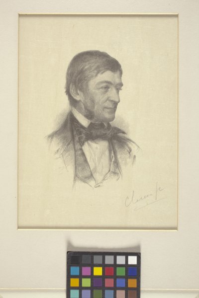 Ralph Waldo Emersonin muotokuva (puukaiverrus) tekijältä William Baxter Palmer Closson