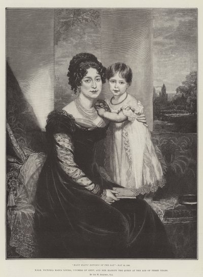 Hänen korkeutensa Victoria Maria Louisa, Kentin herttuatar, ja hänen majesteettinsa kuningatar kolmen vuoden iässä tekijältä William Beechey